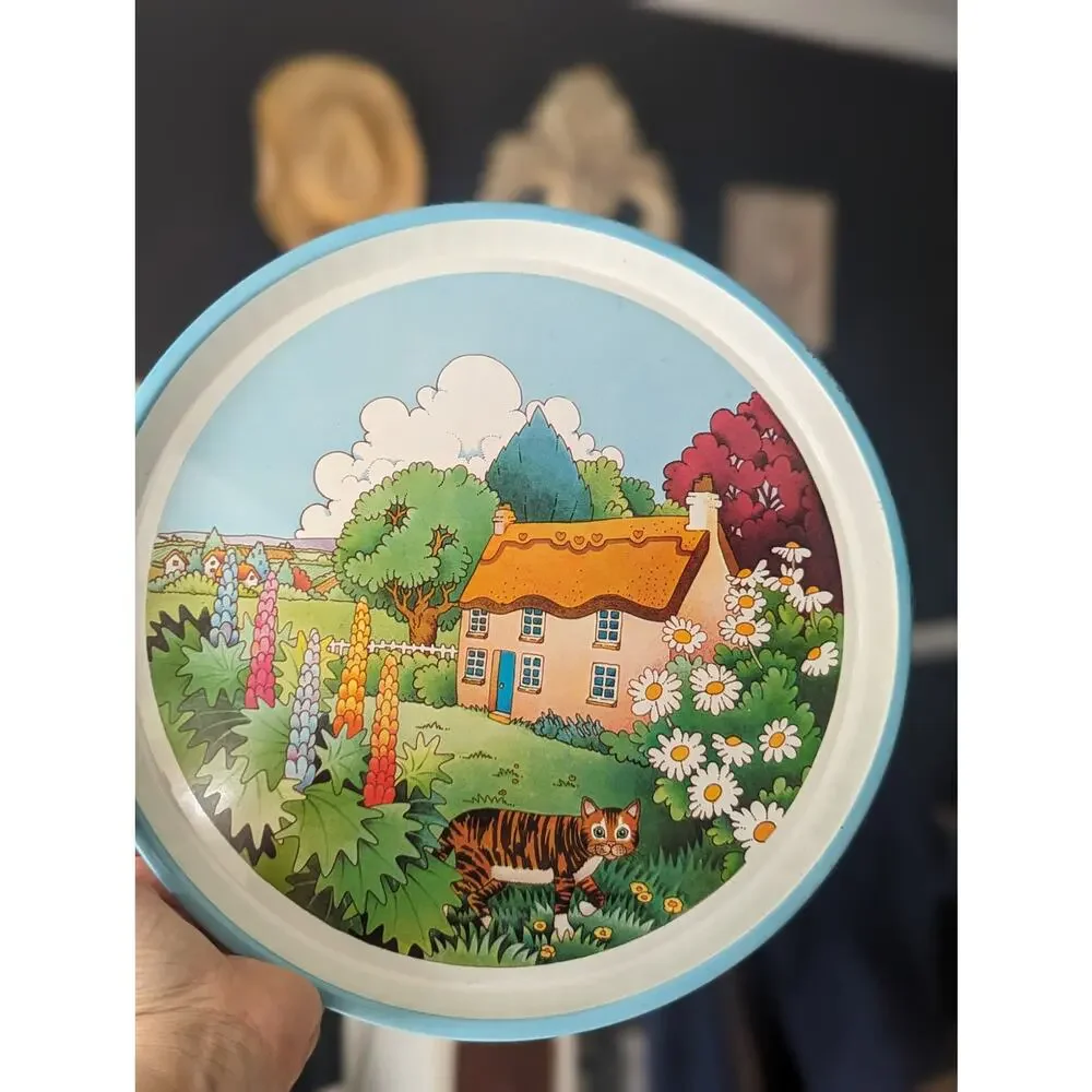Vintage Made in England Cottagecore Homestead Farm Landscape Tray 12